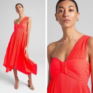 A.L.C. Marbury Dress Pleated Midi in Neon Orange